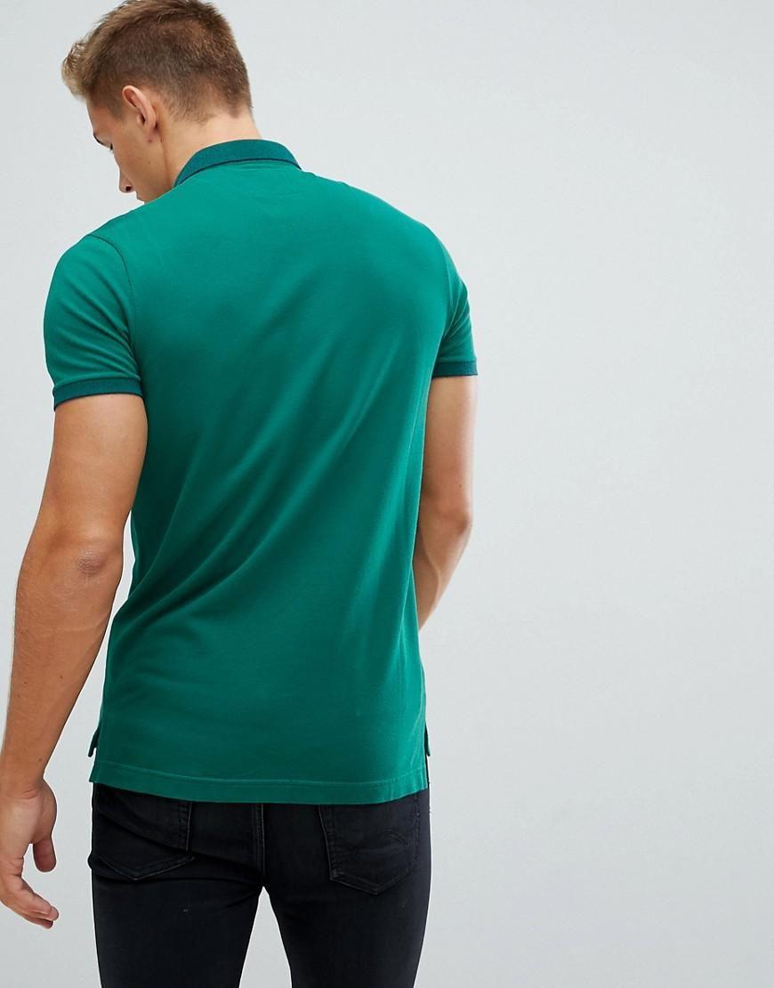 Green Icon Logo - Hollister Modern Tonal Collar Icon Logo Pique Polo In Green in Green ...