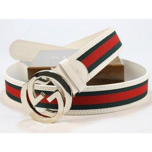 Red and Green with Gold Logo - Men's Fashion : Gucci Green-Red-Green Gold Buckle White Leather Belt ...