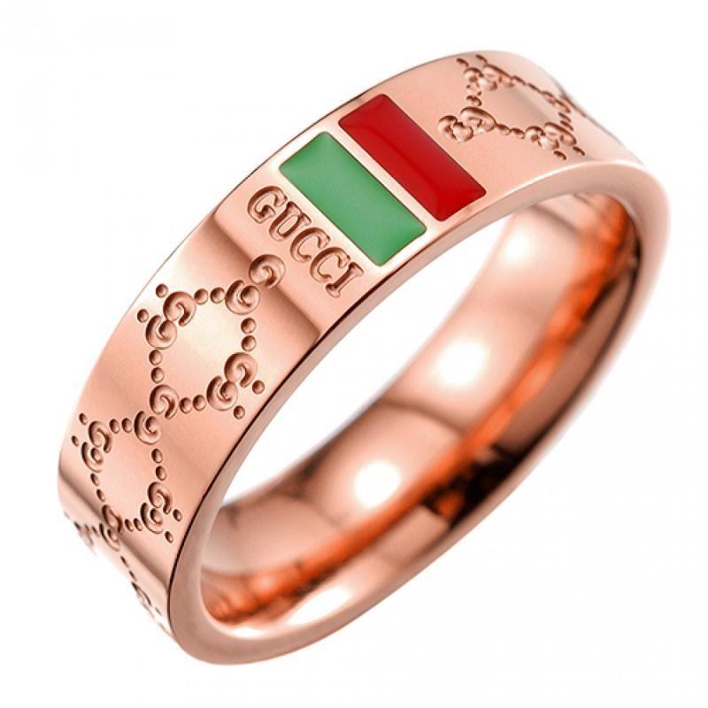 Red and Green with Gold Logo - Simple Gucci Rose Gold Green And Red Web Details Icon Engraved Brand