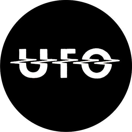 UFO Logo - Amazon.com: U.F.O. - Logo (White On Black) - 1 1/2 Button/Pin (UFO ...