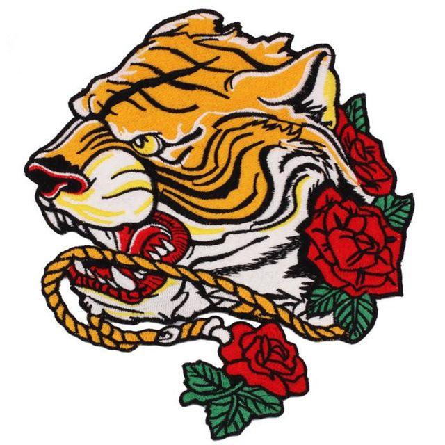 Tiger Clothing Logo - T shirt women Embroidered patch Tiger Rose logo Stranger things ...