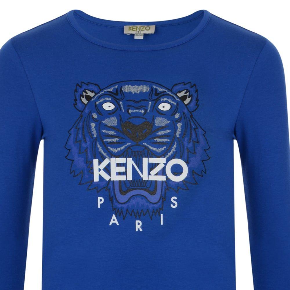 Tiger Clothing Logo - Kenzo Kids Boys Electric Blue Long Sleeved T Shirt With Tiger Logo