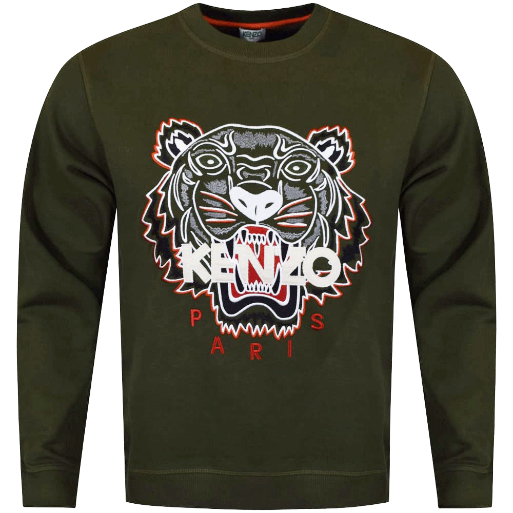 Tiger Clothing Logo - KENZO Kenzo Khaki/Orange Tiger Logo Sweatshirt - Men from ...