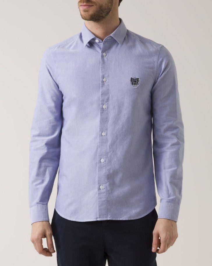 Tiger Clothing Logo - Classic Kenzo Blue Slim Fit Oxford Tiger Logo Shirt, Mens Blue Kenzo