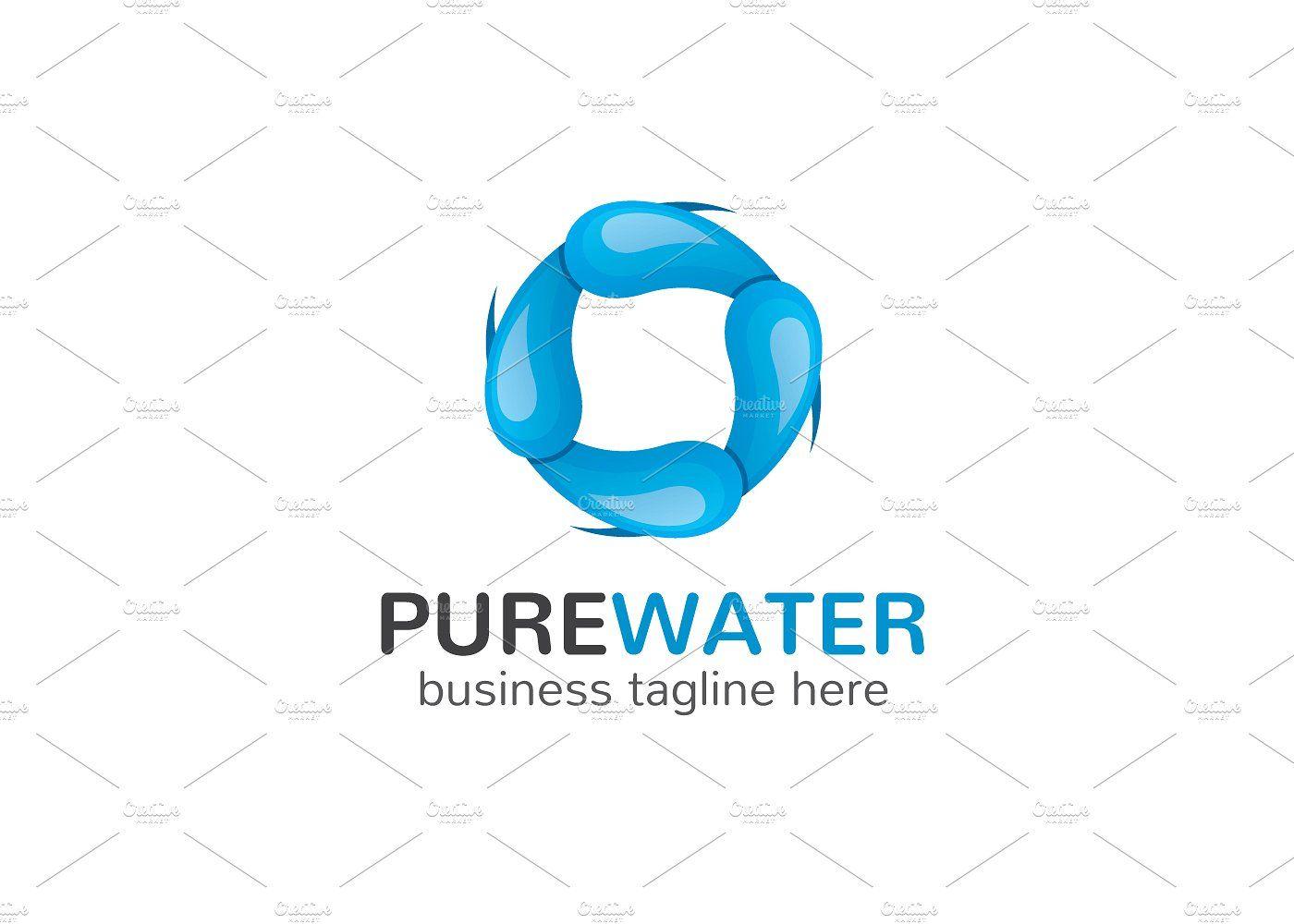 Modern Water Logo - Pure Water Logo Logo Templates Creative Market