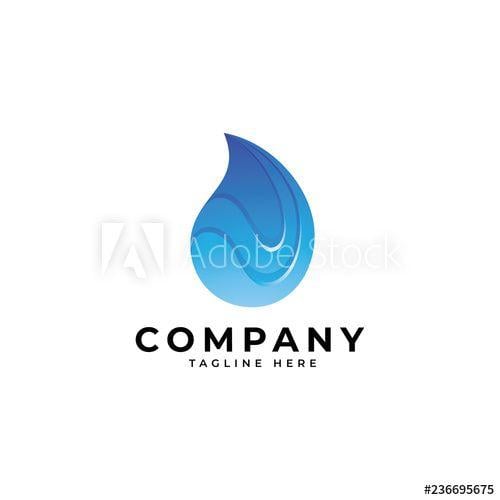 Modern Water Logo - 3D modern water water logo, gradient blue color, water droplet ...