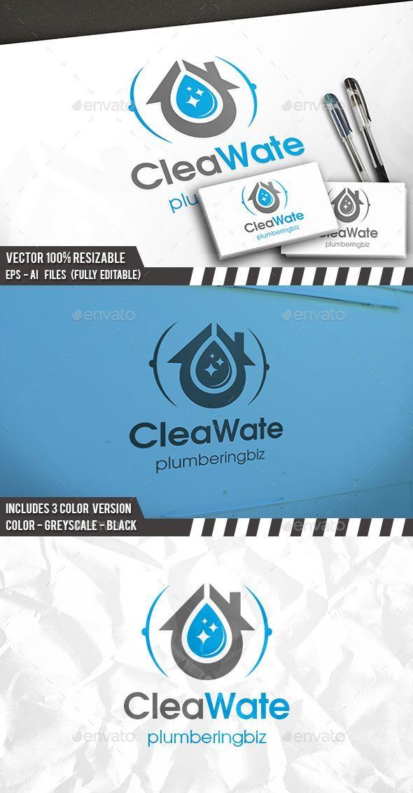 Modern Water Logo - Plumber Clean Water Logo by BossTwinsArt Package Three color version ...