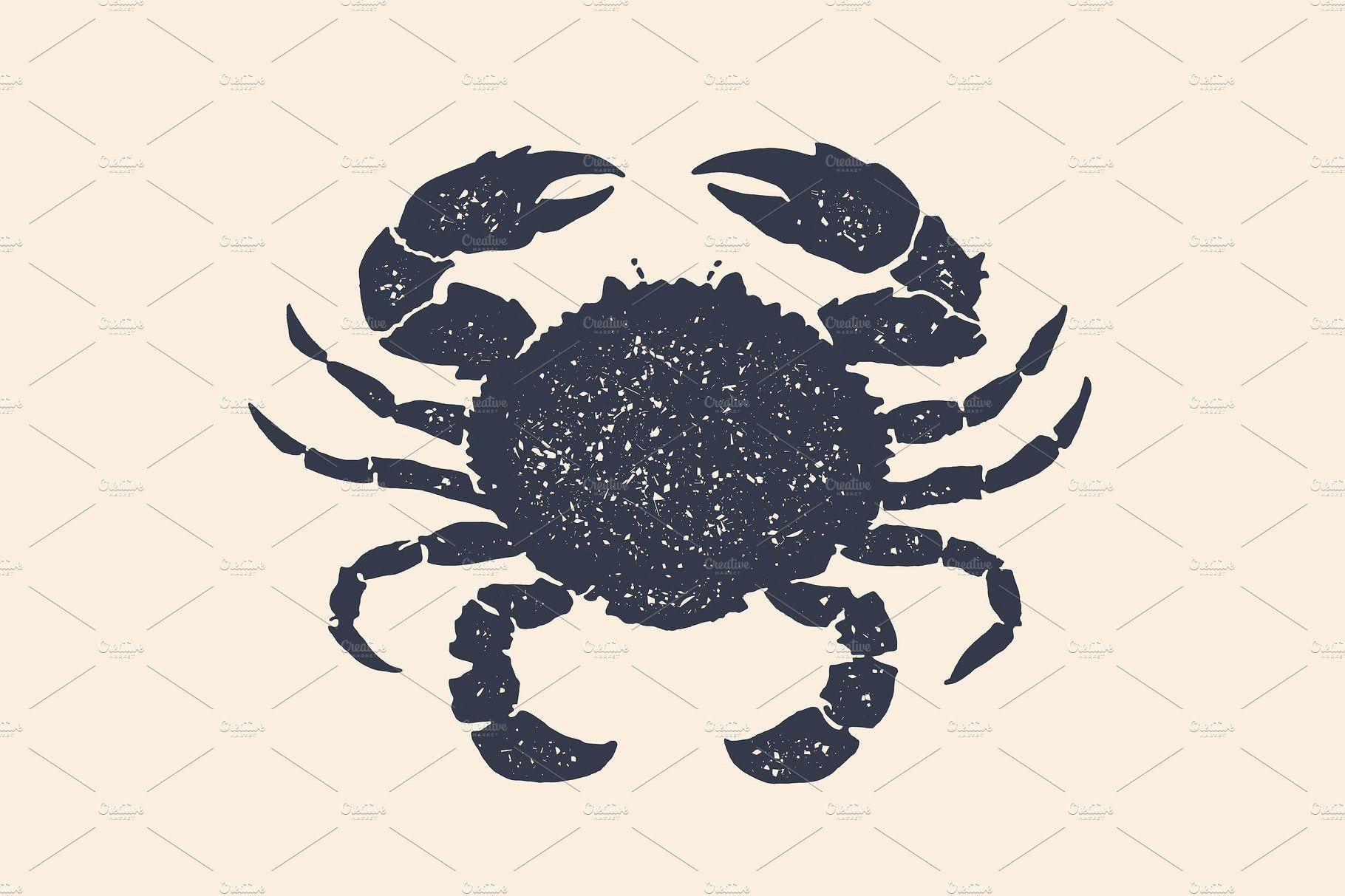 Shilloute Crab Logo - Crab, silhouette. Vintage logo ~ Illustrations ~ Creative Market
