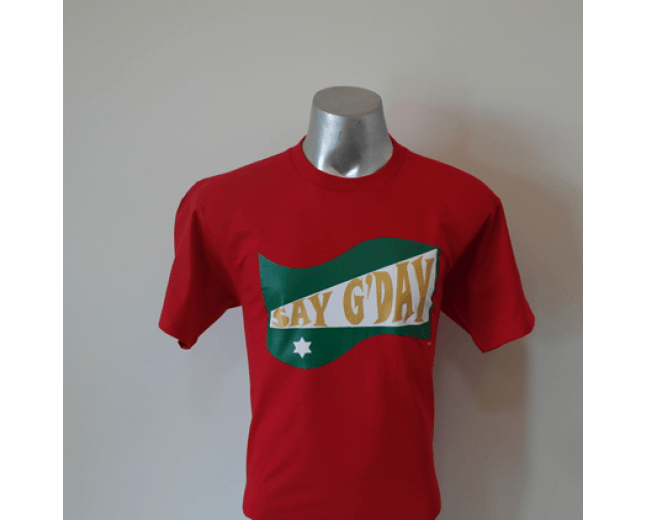 Red and Green with Gold Logo - Red Green & Gold Say GDay T-Shirt