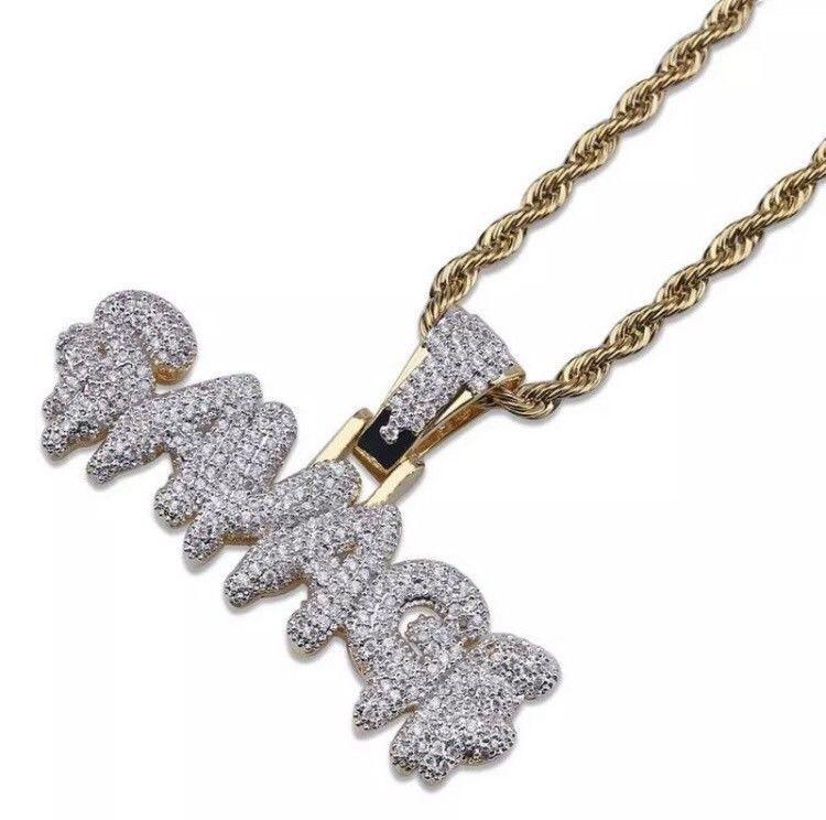 Dripping Savage Logo - Iced out gold drip savage pendant rope chain. in Rotherham, South