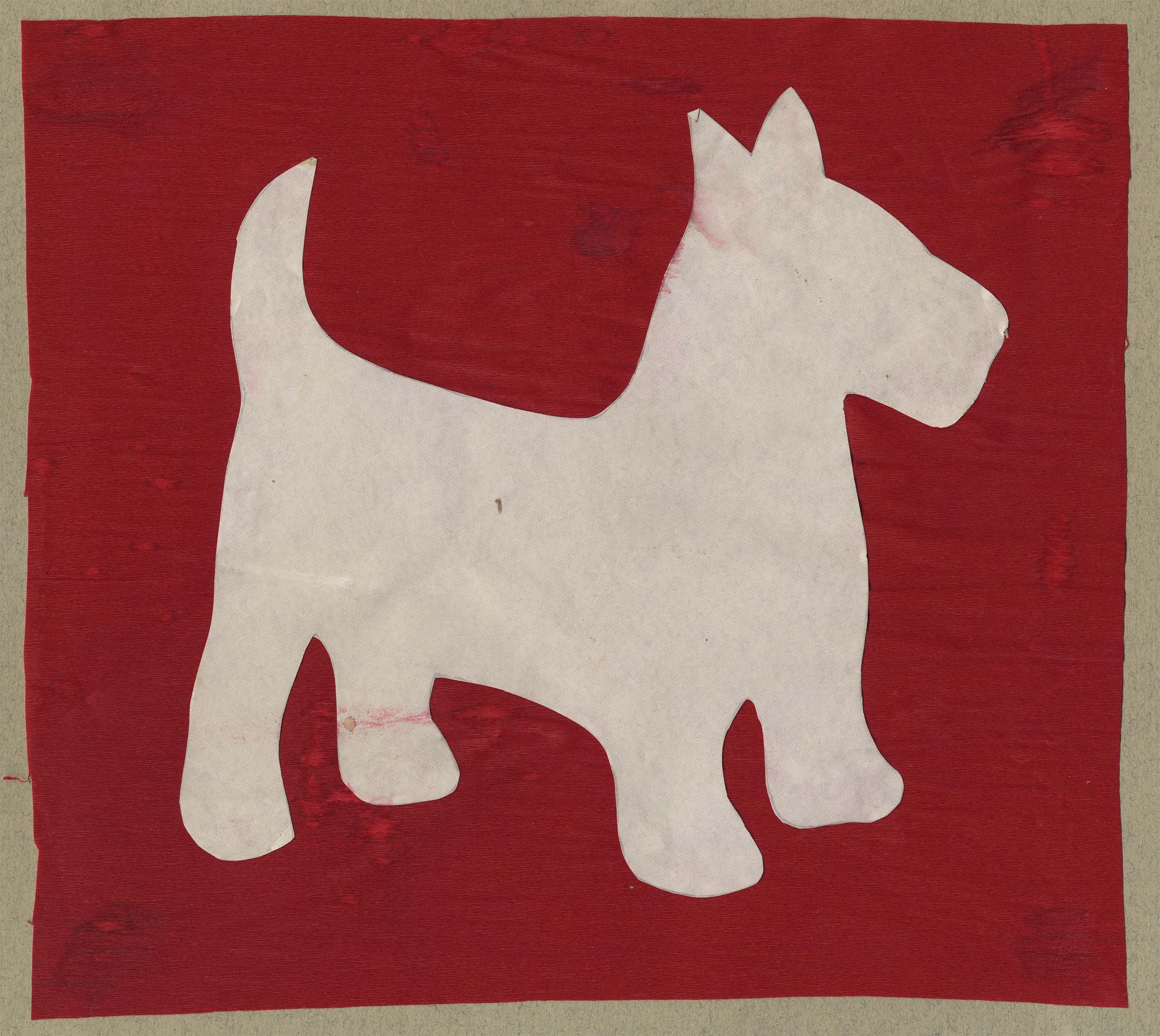 White Dog Red Background Logo - White Scottie Dog Silhouette on a Red Fabric Background · Barb! The ...