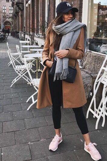 Camle with Black C Logo - Stylish Scarf For Winter Ideas. Winter camel coats classy outfit