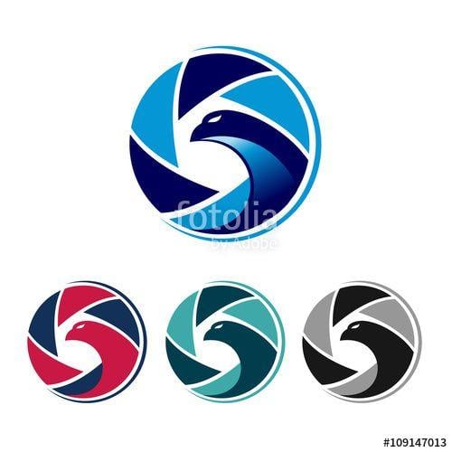 Cool Camera Logo - Cool Eagle Bird Shutter Camera Colorful Logo Set