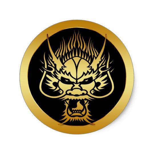 Dragon Head Logo - GOLD ORIENTAL DRAGON HEAD CLASSIC ROUND STICKER | Zazzle.co.uk