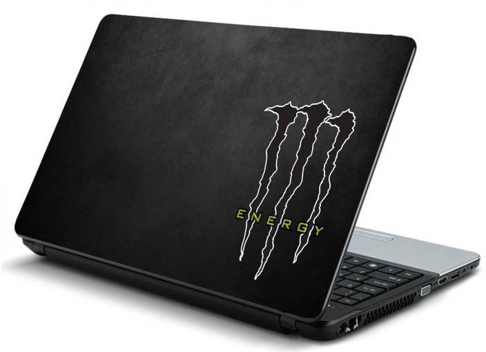 White Monster Energy Logo - Psycho Art Monster Energy Logo Black And White HD Vinyl Laptop Decal