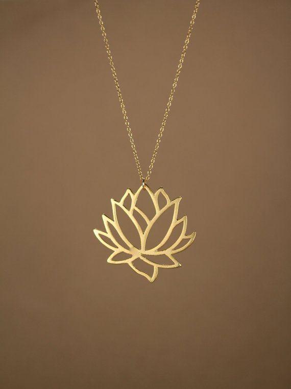 Gold Lotus Flower Logo - Lotus necklace gold lotus flower necklace blooming flower