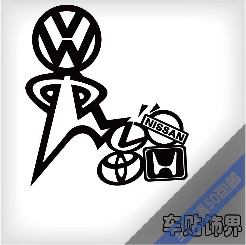 Funny VW Logo - Funny Vinyl Wrap Reflective Tape Car Modification Stickers And ...