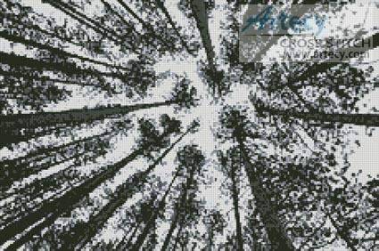 Pine Tree Cross Logo - Artecy Cross Stitch. Looking up at Pine Trees Cross Stitch Pattern ...