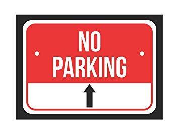 Red with White Arrow Logo - Fhdang Decor No Parking (Straight Arrow) Sign Print Red