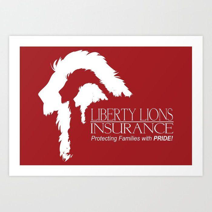 Insurance with Lion Logo - Liberty Lion Insurance Logo Art Print