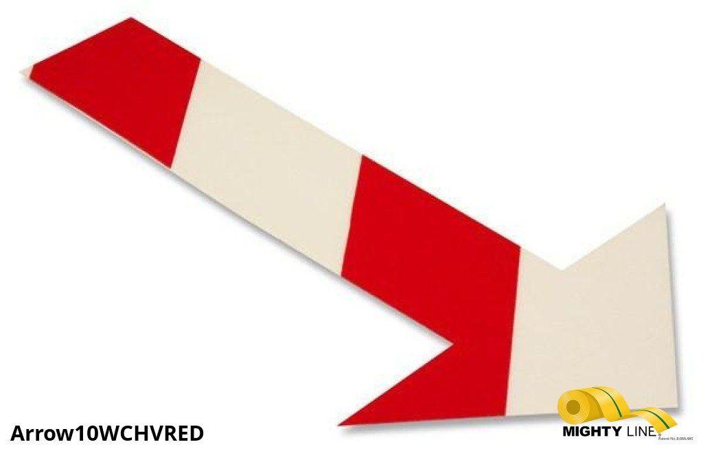 Red with White Arrow Logo - Solid WHITE Arrow With Red Chevrons of 50 Marking