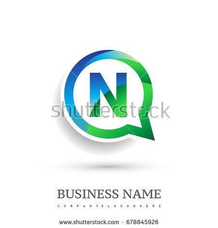Blue Green Circle Logo - logo N letter green and blue on circle chat icon. Vector design