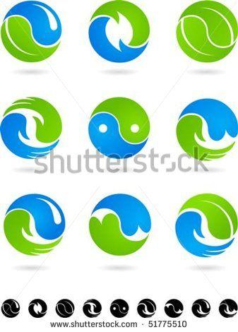 Blue Green Circle Logo - Set of blue and green Yin Yang symbols - stock vector | Ace of ...