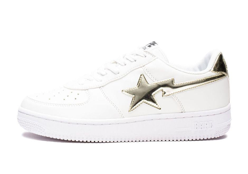 BAPE Bape Sta Logo - BAPE Bapesta Metallic Gold Foil | SneakerNews.com