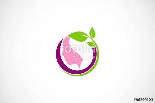 Green Face Logo - Beauty Green Leaf Woman Face Logo Stock Image And Royalty Free