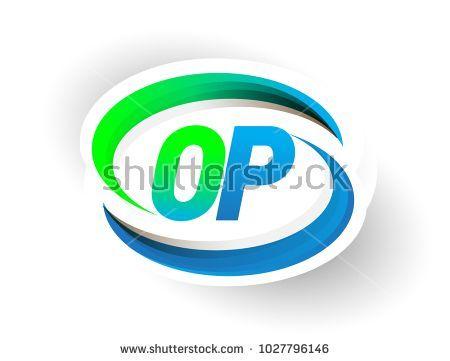 Blue Green Circle Logo - initial letter OP logotype company name colored blue and green