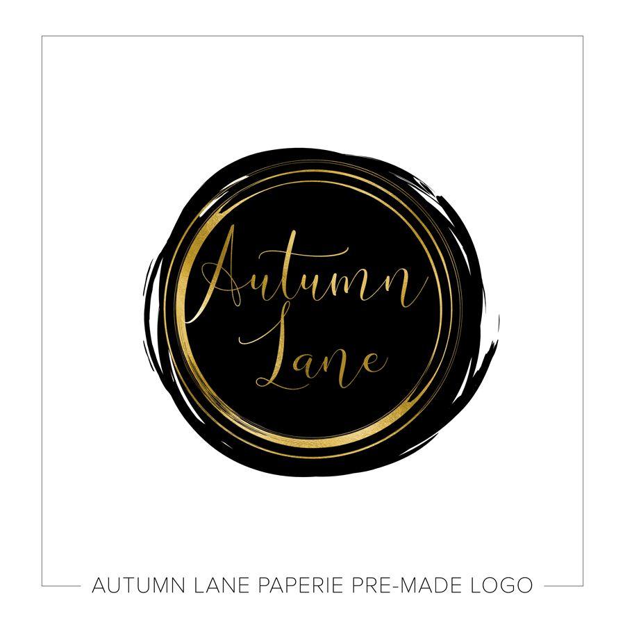 Black and Gold Circle Logo - Gold Circle Logo on Black - Autumn Lane Paperie