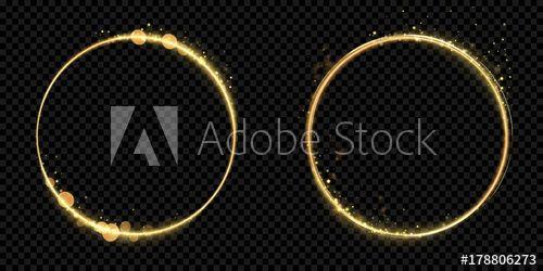 Black and Gold Circle Logo - Golden circle frame of gold glitter light particles. Vector shiny ...