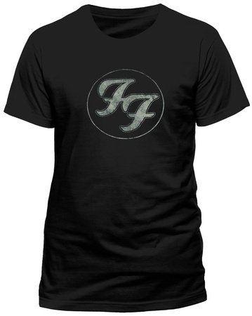 Black and Gold Circle Logo - Official Foo Fighters - Logo In Gold Circle - Black T Shirt (Small ...