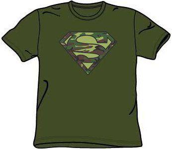Army Superman Logo - Superman Shirt Camo Logo Army Green Superhero Tee: Clothing
