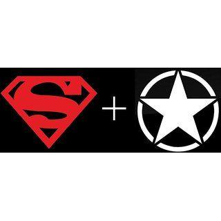 Army Superman Logo - Buy Combo of 2 Car Stickers Red Superman Logo Vinyl Sticker