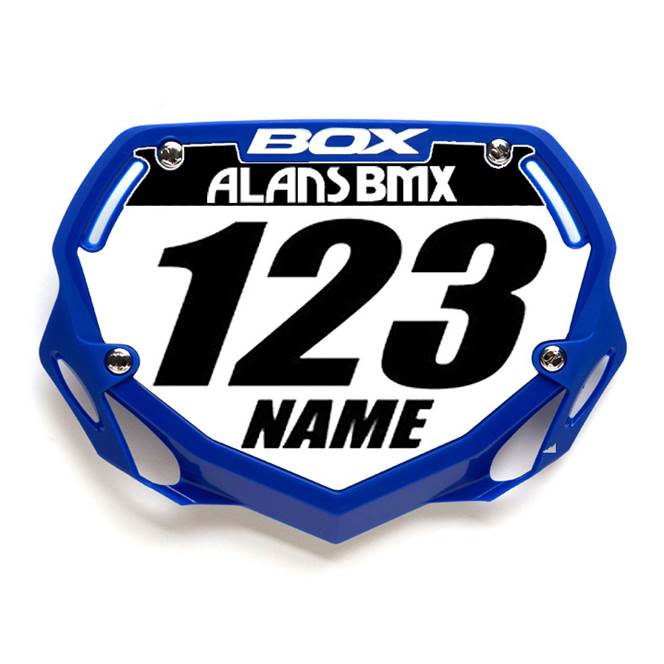 Box BMX Logo - Box Phase 1 Number Plate Small WITH NAME AND NUMBER - Alans BMX
