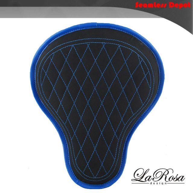 Black and Blue Diamond Logo - LaRosa Black Canvas Blue Diamond Stitch Harley Bobber Rigid
