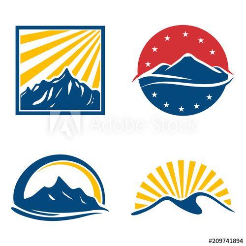 Mountain Star Logo - Peak Mountain Star burst Logo Set - Buy this stock vector and ...