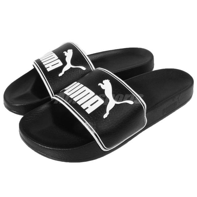 Black and White Puma Logo - PUMA Leadcat Black White Big Logo Men Sandals Slides Slippers 360263 ...