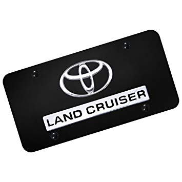 Black and White Toyota Logo - Toyota Logo + Land Cruiser Name Badge On Black License Plate: Amazon ...