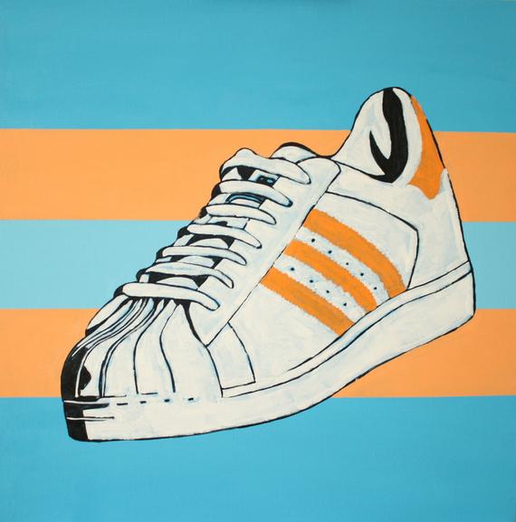 Pop Art Adidas Logo - Hand-Painted Original Adidas Shell Toe My Adidas | Etsy