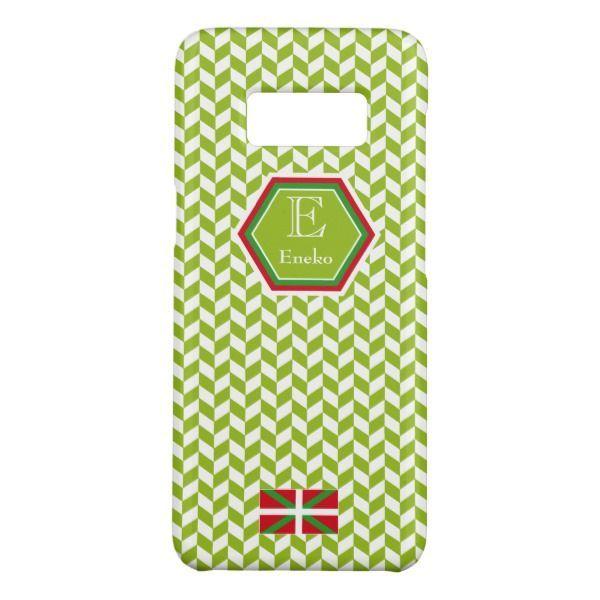 Green Chevron Logo - Custom Monogram, Green Chevron Pattern + Ikurriña: Case Mate Samsung