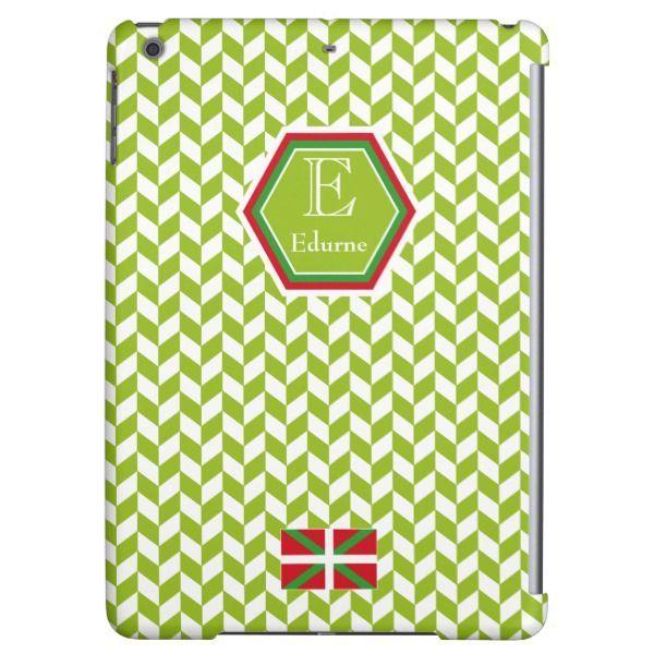 Green Chevron Logo - Custom monogram, green chevron pattern + Ikurriña: Case For iPad Air ...