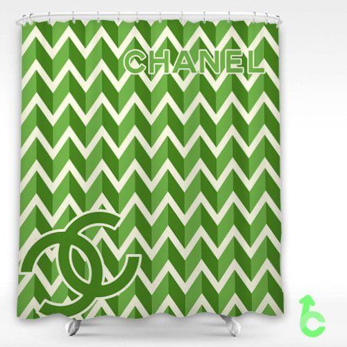 Green Chevron Logo - Chanel #Zigzag #Green #Chevron #Pattern #Shower #Curtain #coco ...