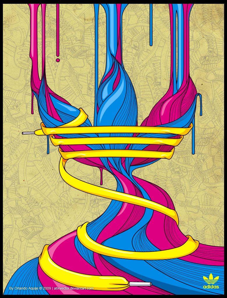 Pop Art Adidas Logo - In Focus: Colorful Vector Artworks By Orlando Aquije