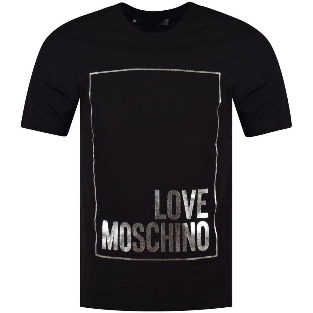 Love Moschino Logo - LOVE MOSCHINO Love Moschino Black/Silver Box Logo T-Shirt - Men from ...