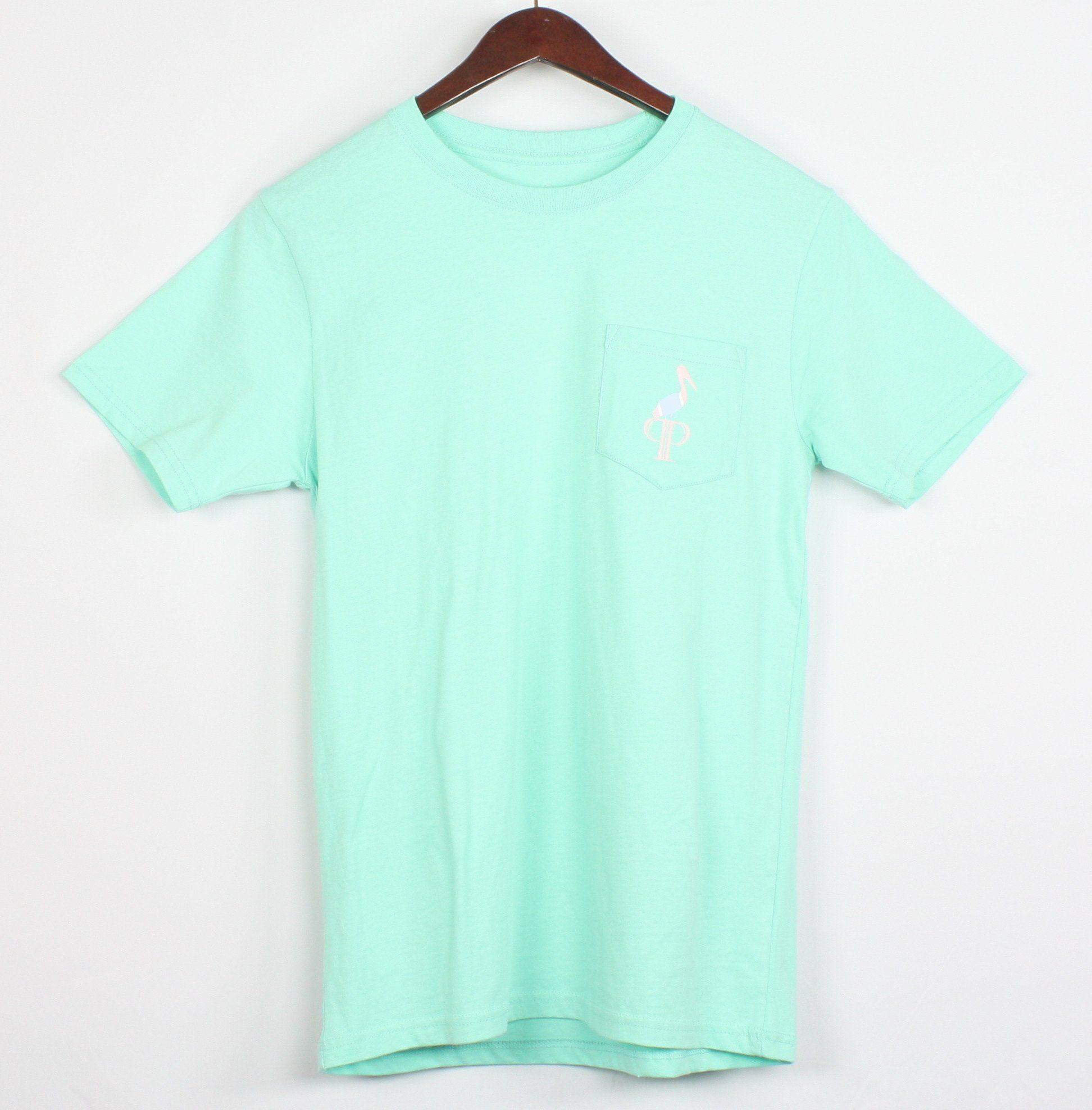 Green Chevron Logo - Pink Front Chevron Logo T-shirt - Pelican's Perch Clothing