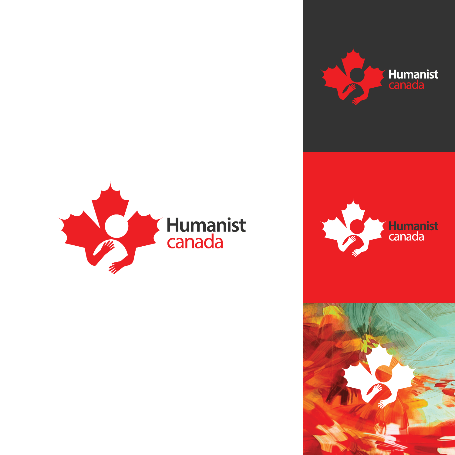 Red Maple Leaf of a Word Logo - Modern, Professional Logo Design for Humanist Canada. Logo can be