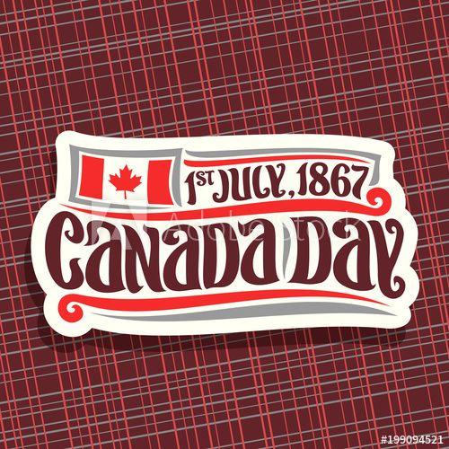 Red Maple Leaf of a Word Logo - Vector logo for Canada Day, cut paper sign with date of united - 1st ...
