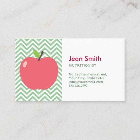 Green Chevron Logo - Nutritionist Cute Apple Green Chevron Stripes Business Card